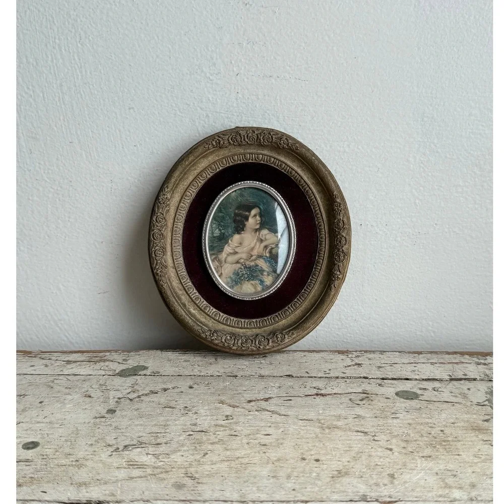 Vintage Cameo Creation Spring Flowers John Thomas Peele Gold Frame 6.5